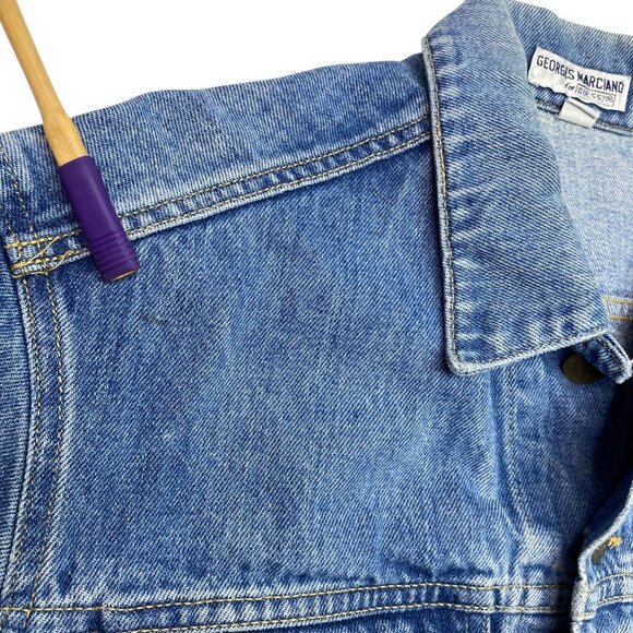 Vtg 80s Guess George Marciano Jean Trucker Jacket M Denim USA 1986 Preppy Cowboy - Picture 5 of 16